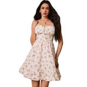 White and Pink Floral Summer Dress Size Small